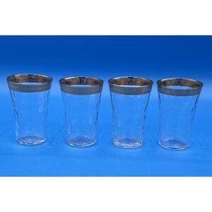Antique Lead Crystal Honeycomb Gold 3” Cordial Glasses Lot of 4‎ *Pre-Owned*